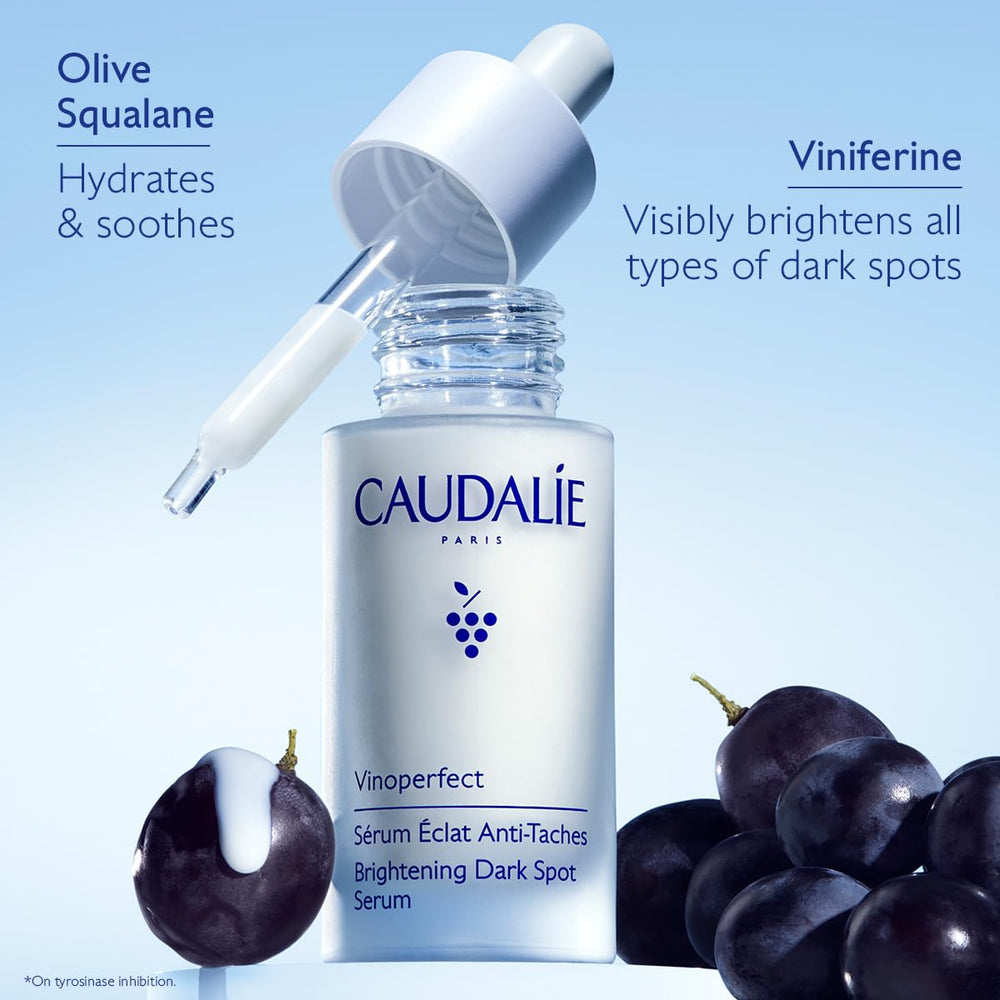 Caudalie Vinoperfect serum applied to face for brightening effect