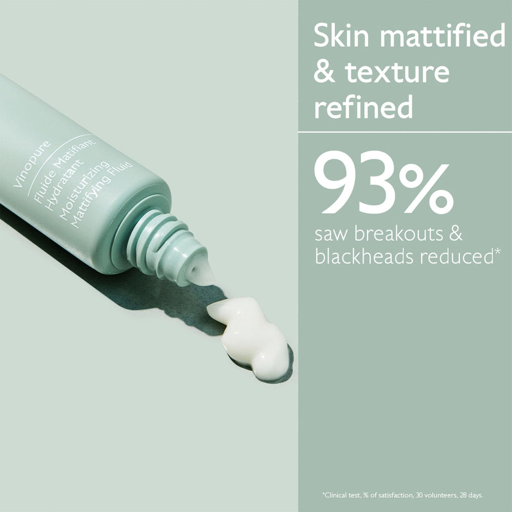 Caudalie Vinopure java tea extract supports balanced shine for clearer-looking skin.
