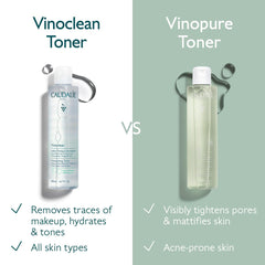 Caudalie Vinopure toner poured onto cotton pad for gentle exfoliation.