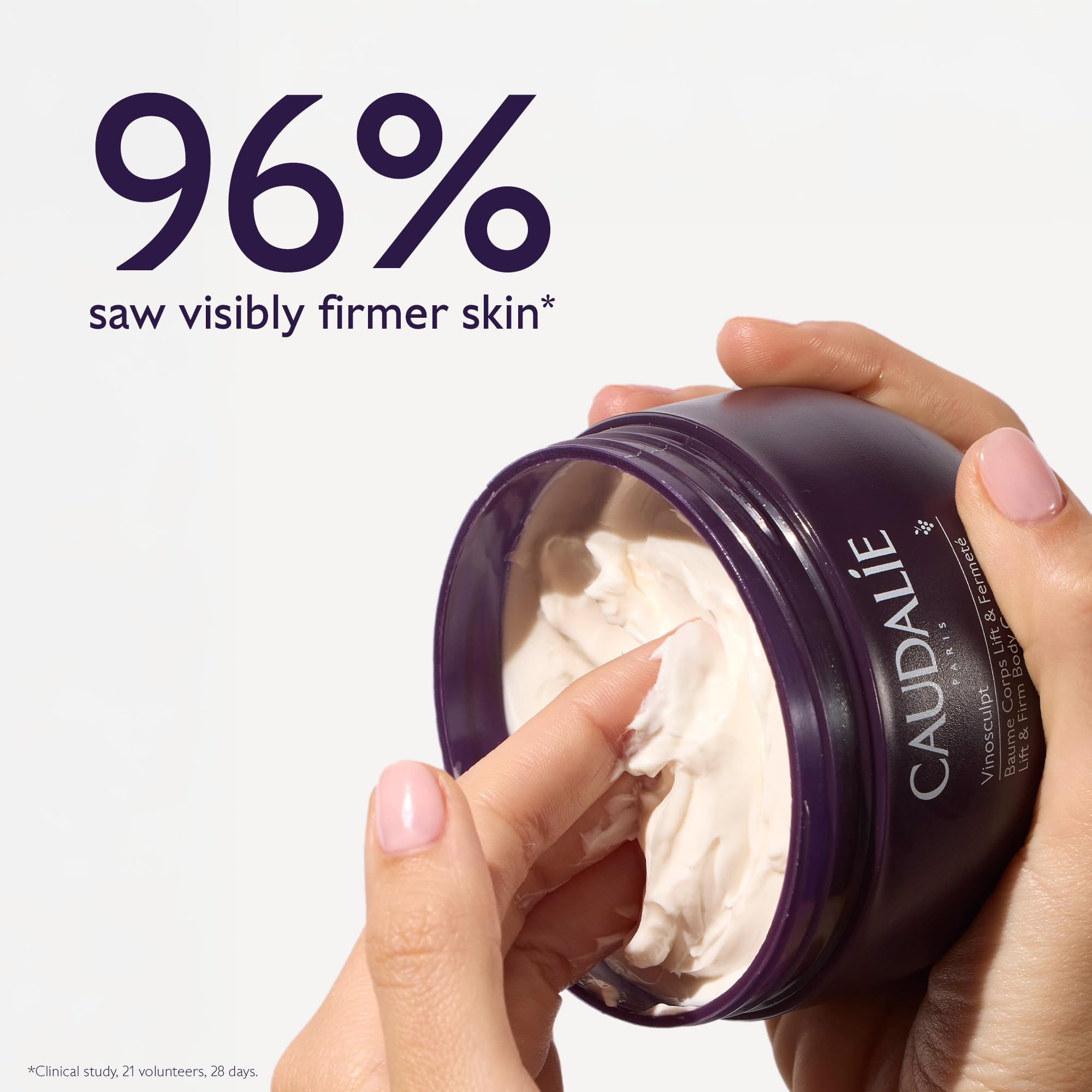 Caudalie Vinosculpt cream texture close-up delivering fast-absorbing moisture.