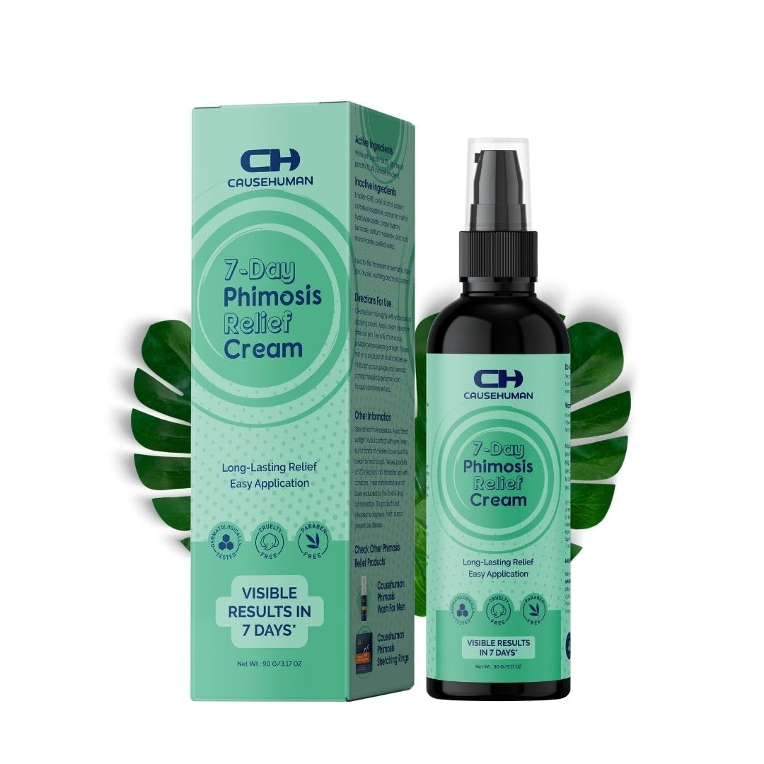 Cause Human 7-Day Phimosis Cream tube front for at-home relief.