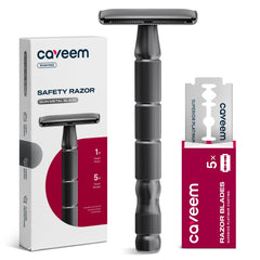 CAVEEM double edge razor gun metal black handle for a precise daily shave