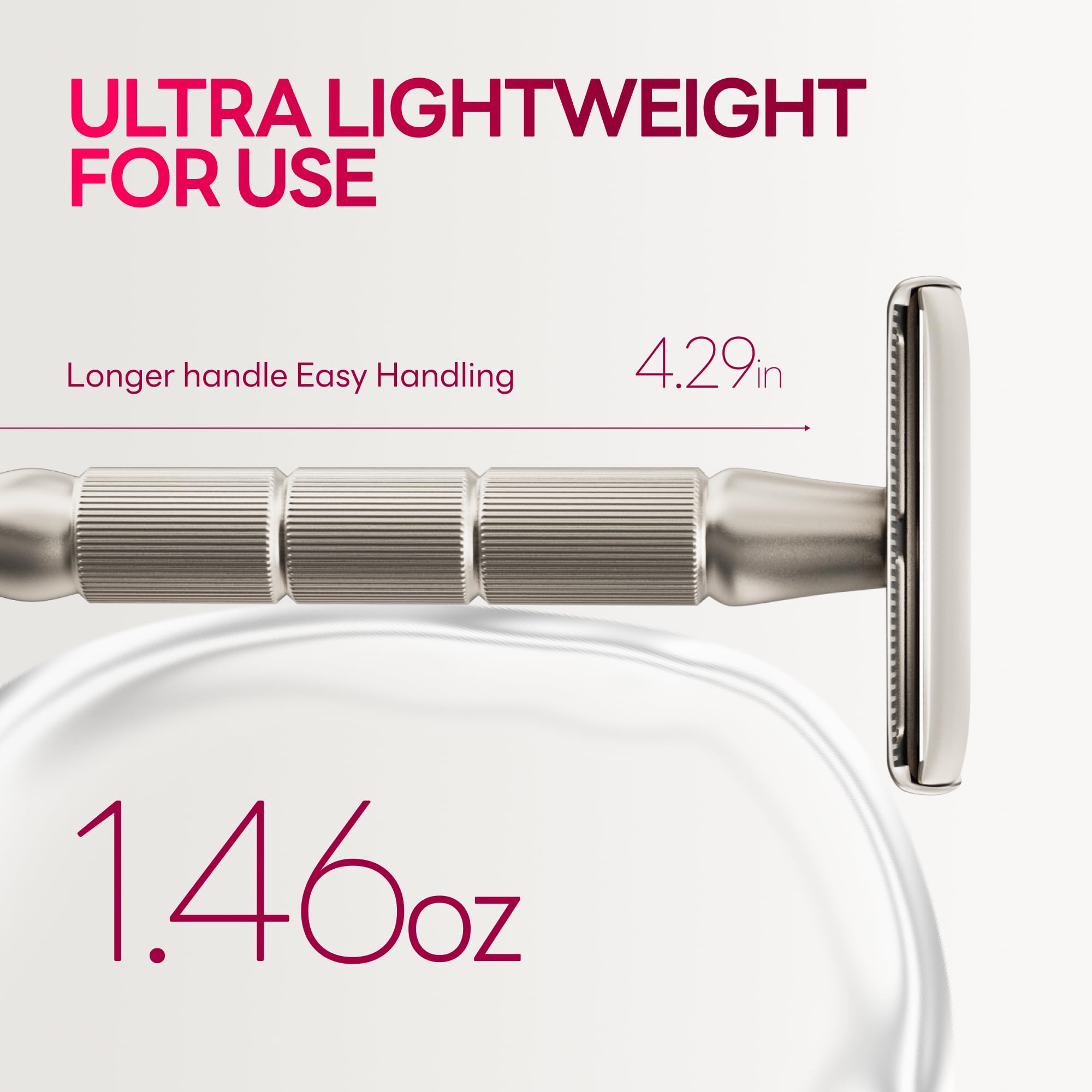 CAVEEM razor handle close-up with non-slip grip for precise shaving.