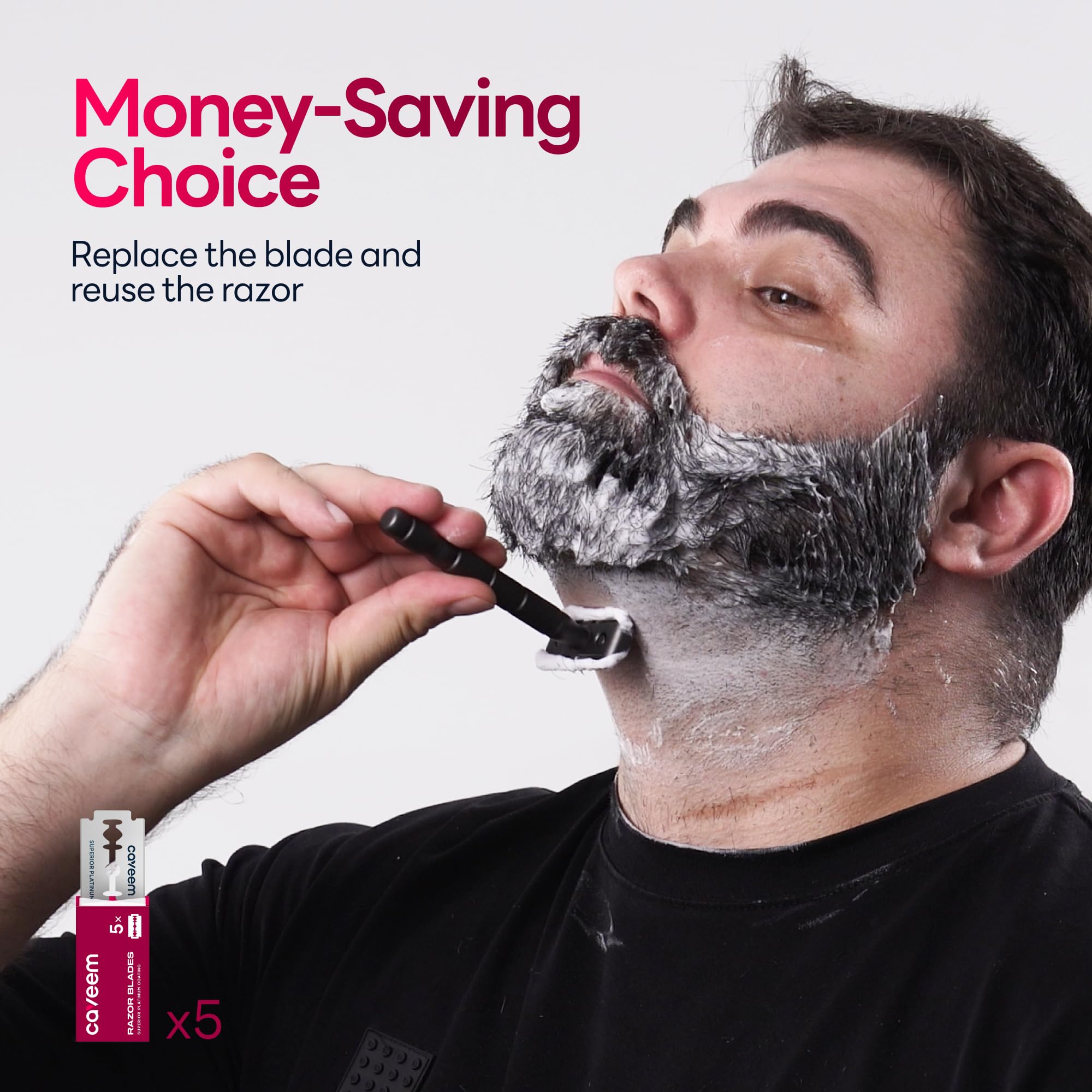 CAVEEM razor handle non slip grip supports comfortable shaving with steady control