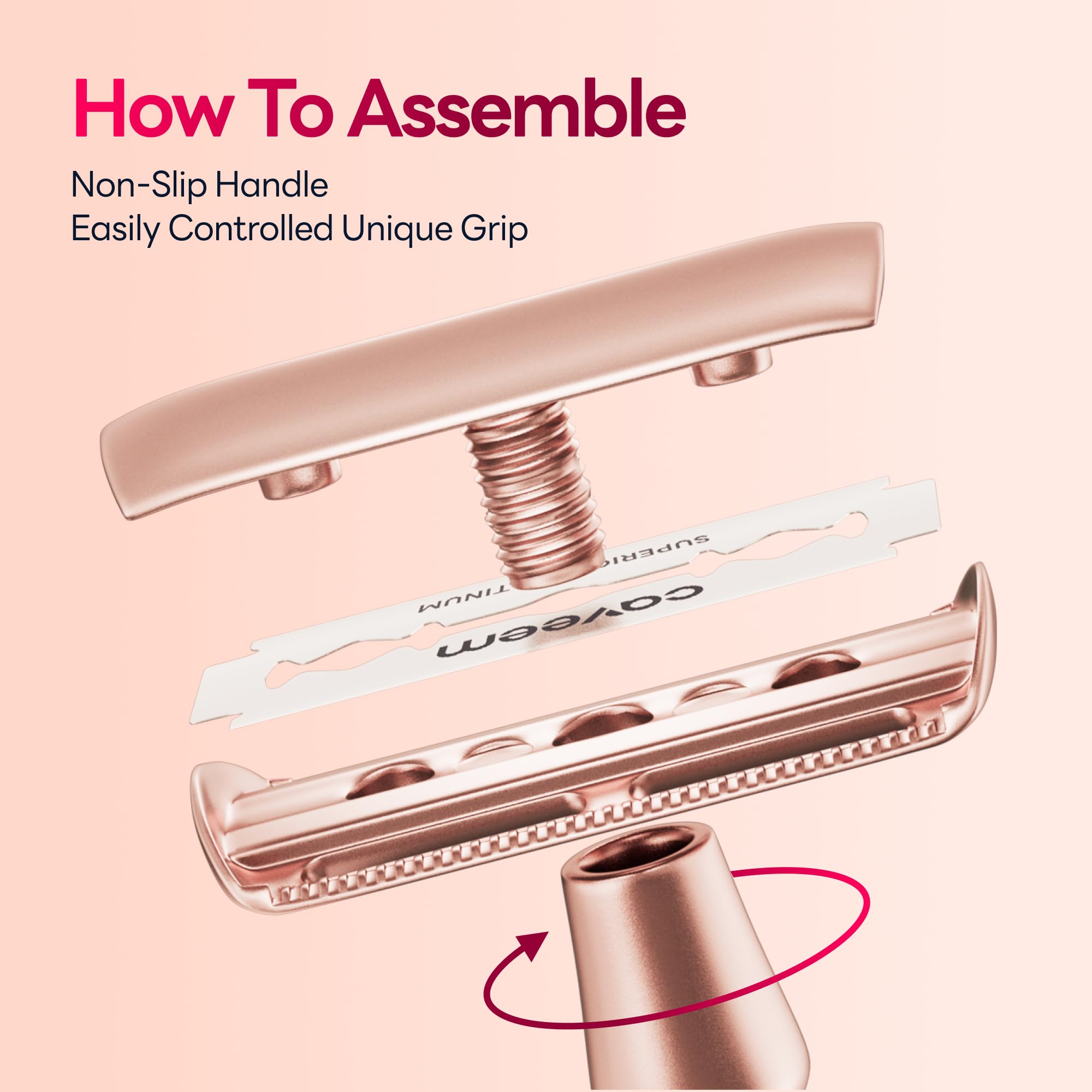 CAVEEM reusable metal razor communicates durability for home and travel routines.