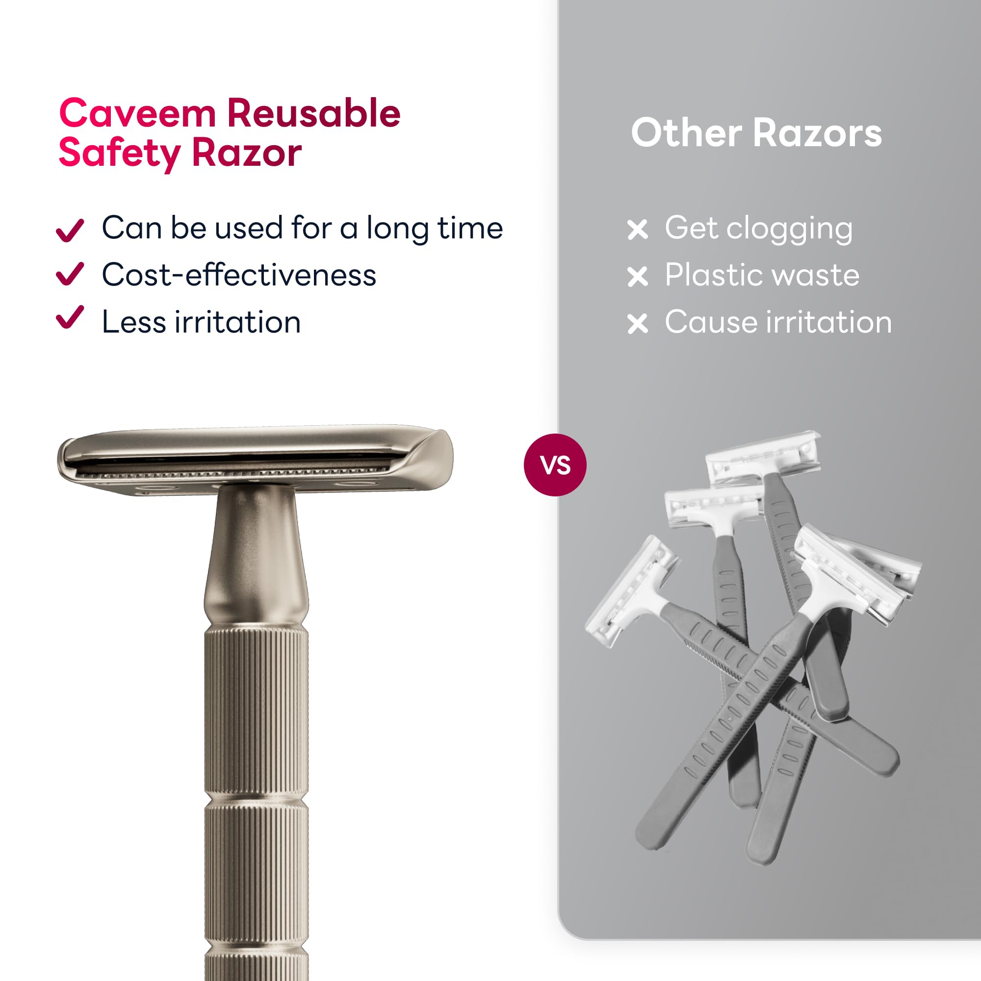 CAVEEM sustainable razor reduces plastic waste with replaceable blades
