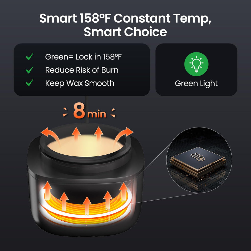 CAVSTORM nose wax kit green light indicates ready-to-use temperature.