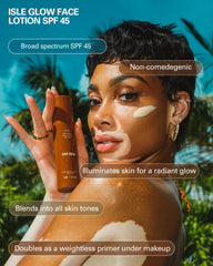 Cay Skin Isle Glow on forearm demonstrates universal shade adaptivity across skin tones.