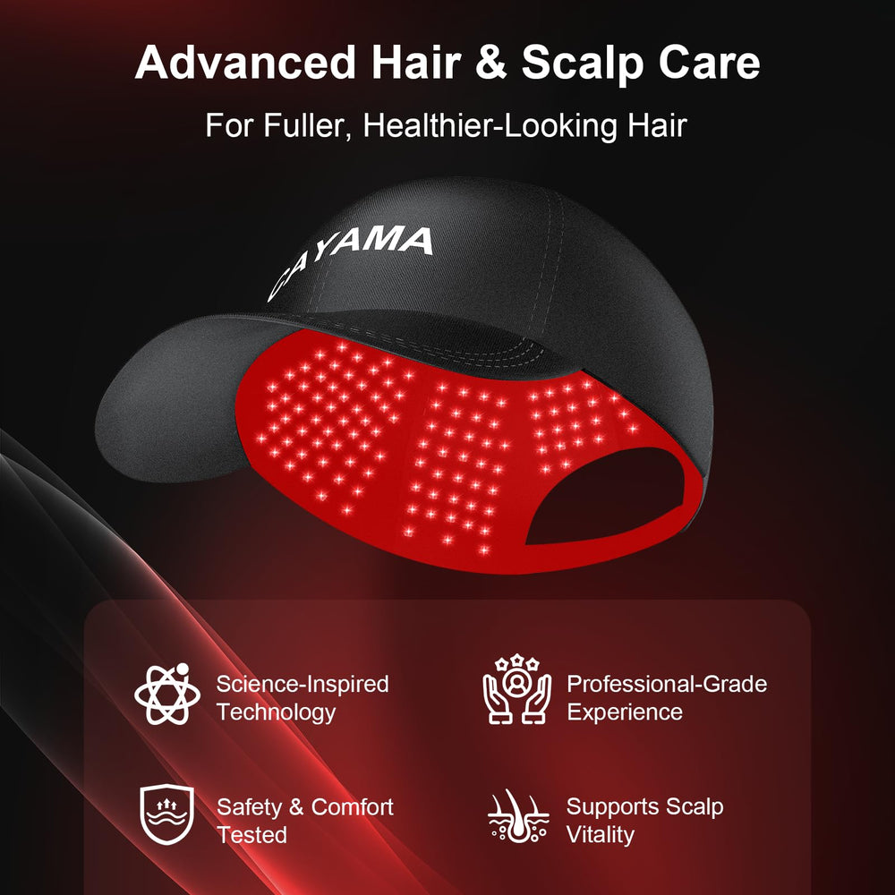 CAYAMA cap with 5 light modes and smart timer for customizable sessions