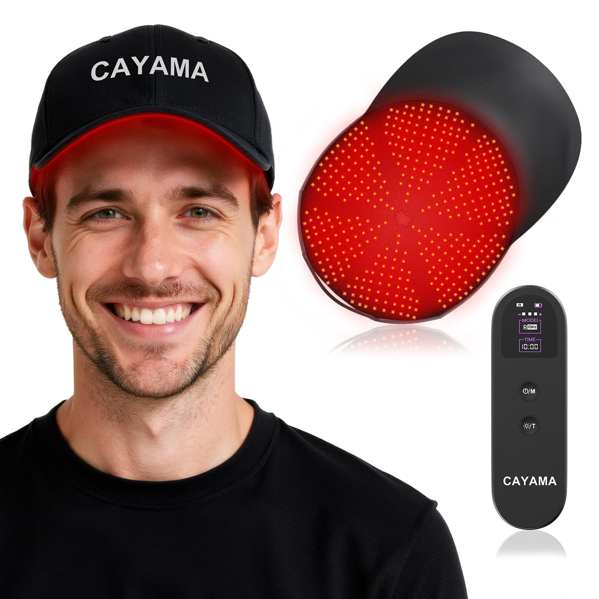 CAYAMA Red Light Cap top view, portable design for easy at-home sessions.