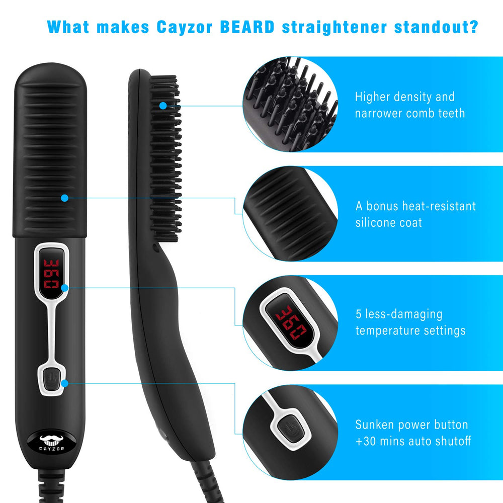 Cayzor Beard Straightener Comb with carrying bag supports tidy, on-the-go grooming