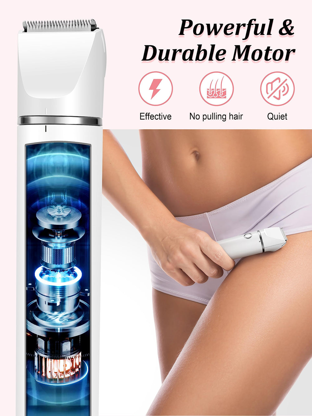 Cayzor bikini trimmer wet-dry IPX7 for comfortable use in any setting.