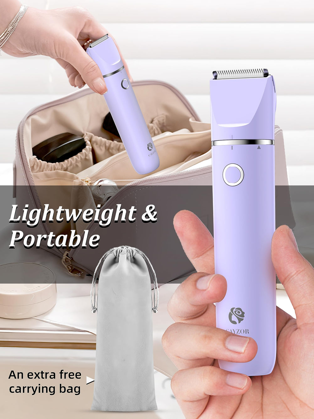 Cayzor woman using trimmer on arm or leg demonstrates versatile body grooming.