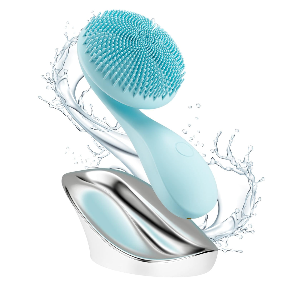 Ccigedy 2-in-1 facial cleansing brush front view showcases sleek design for daily cleansing.
