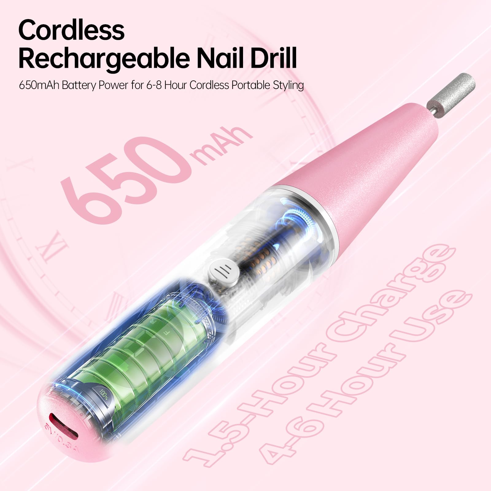 Ccigedy battery life detail showing 6-8 hours cordless use