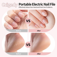 Ccigedy cordless nail file USB-C rechargeable for on-the-go manicures.