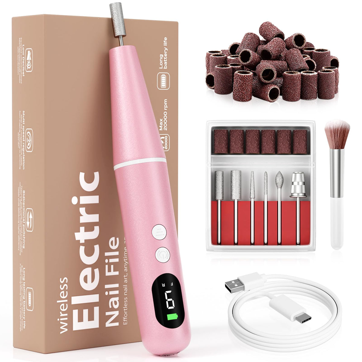 Ccigedy electric nail drill with 9-speed LED display for precise control