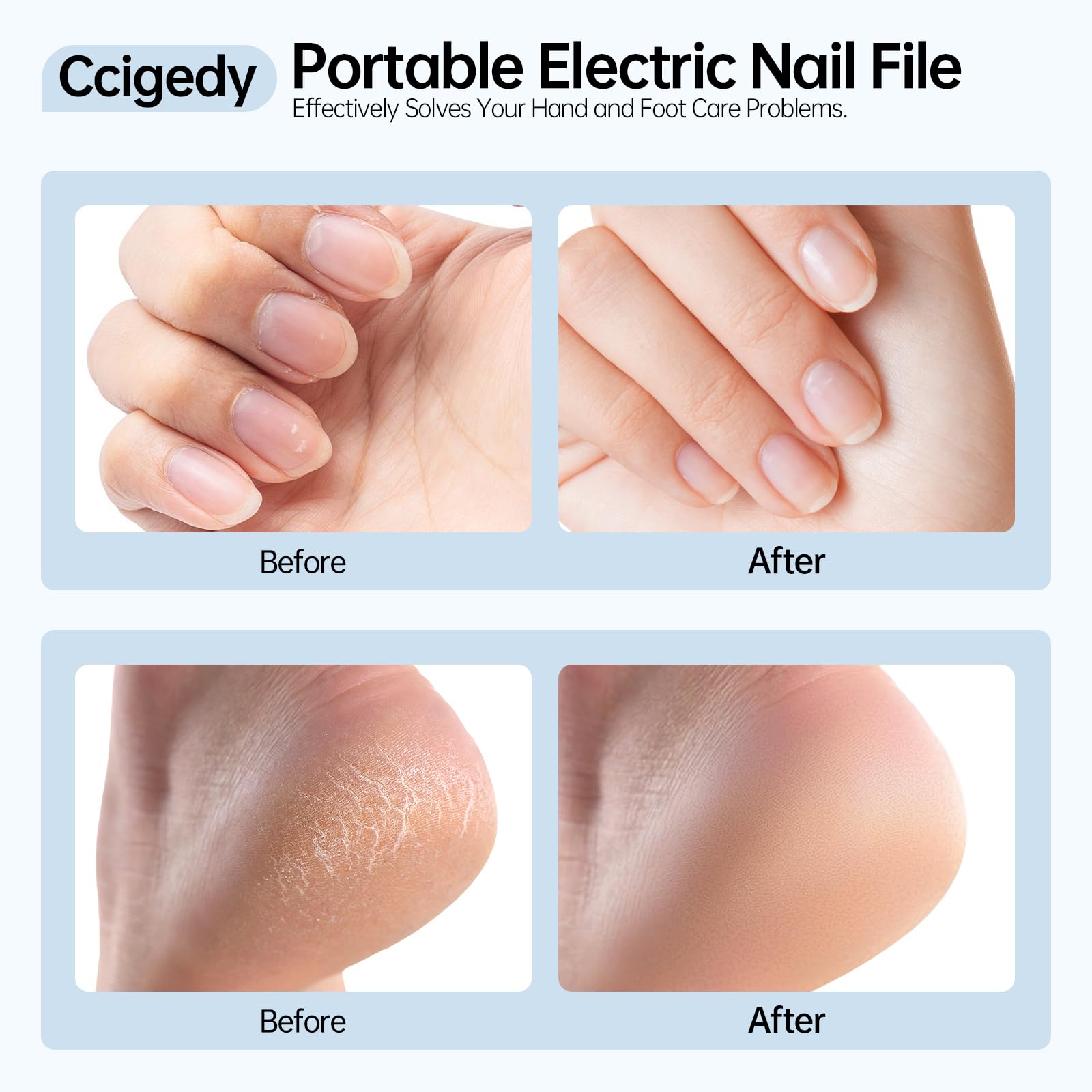 Ccigedy nail drill set with 6 bits ready for shaping, polishing, and removal.