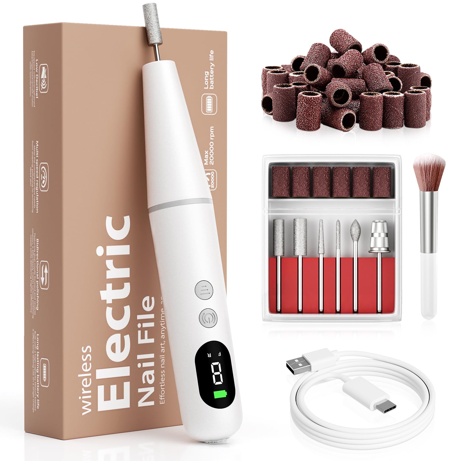 Ccigedy electric nail drill kit professional with LED display for precise manicure control