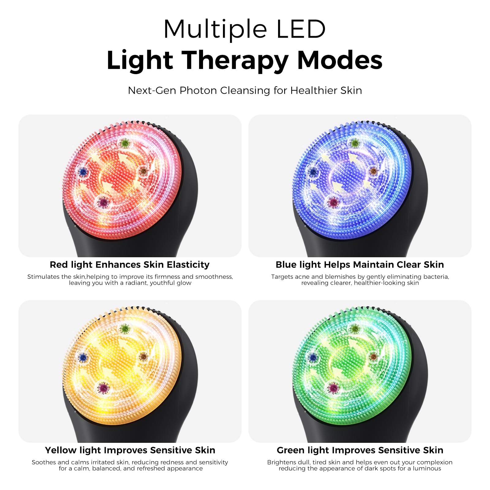 Ccigedy facial cleansing brush green light mode for balanced skincare routine.