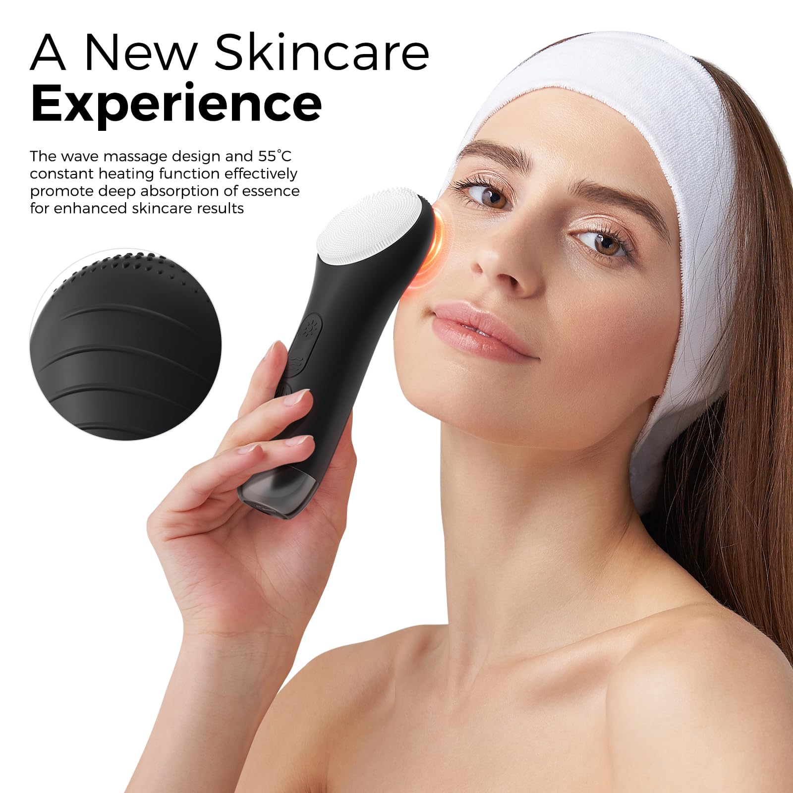 Ccigedy facial cleansing brush warming back massage boosts product absorption.