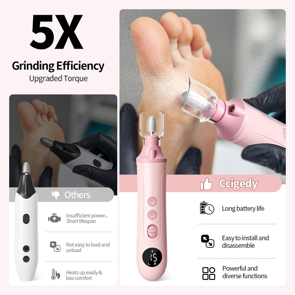 Ccigedy LED display 15-speed nail grinder shows speed for precise shaping.