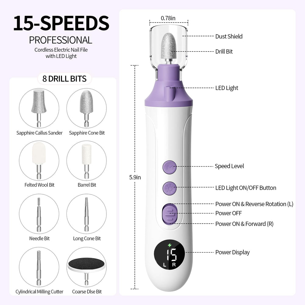 Ccigedy built in LED light illuminates details during nail work