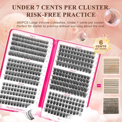 CCODDY Foxy Beauty Lash Clusters Kit 12mm clusters for versatile looks.