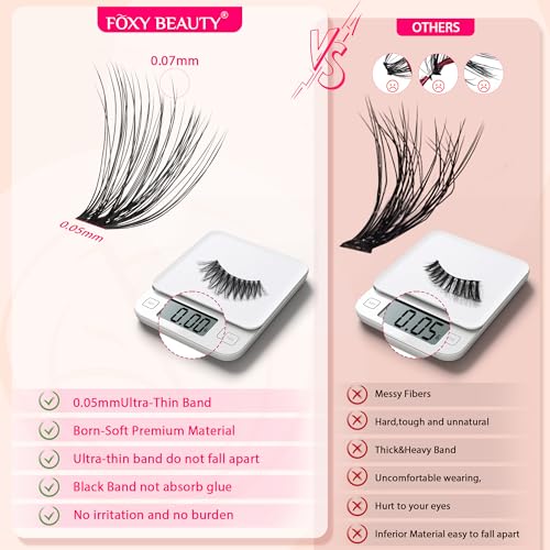 CCODDY lash clusters 0.05mm ultra-thin band hugs the lash line for comfort