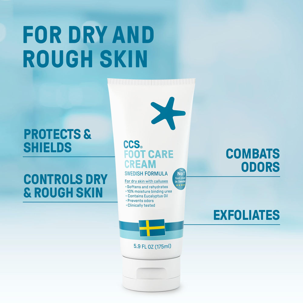 CCS open tube texture highlights creamy non-greasy formula for smooth feet
