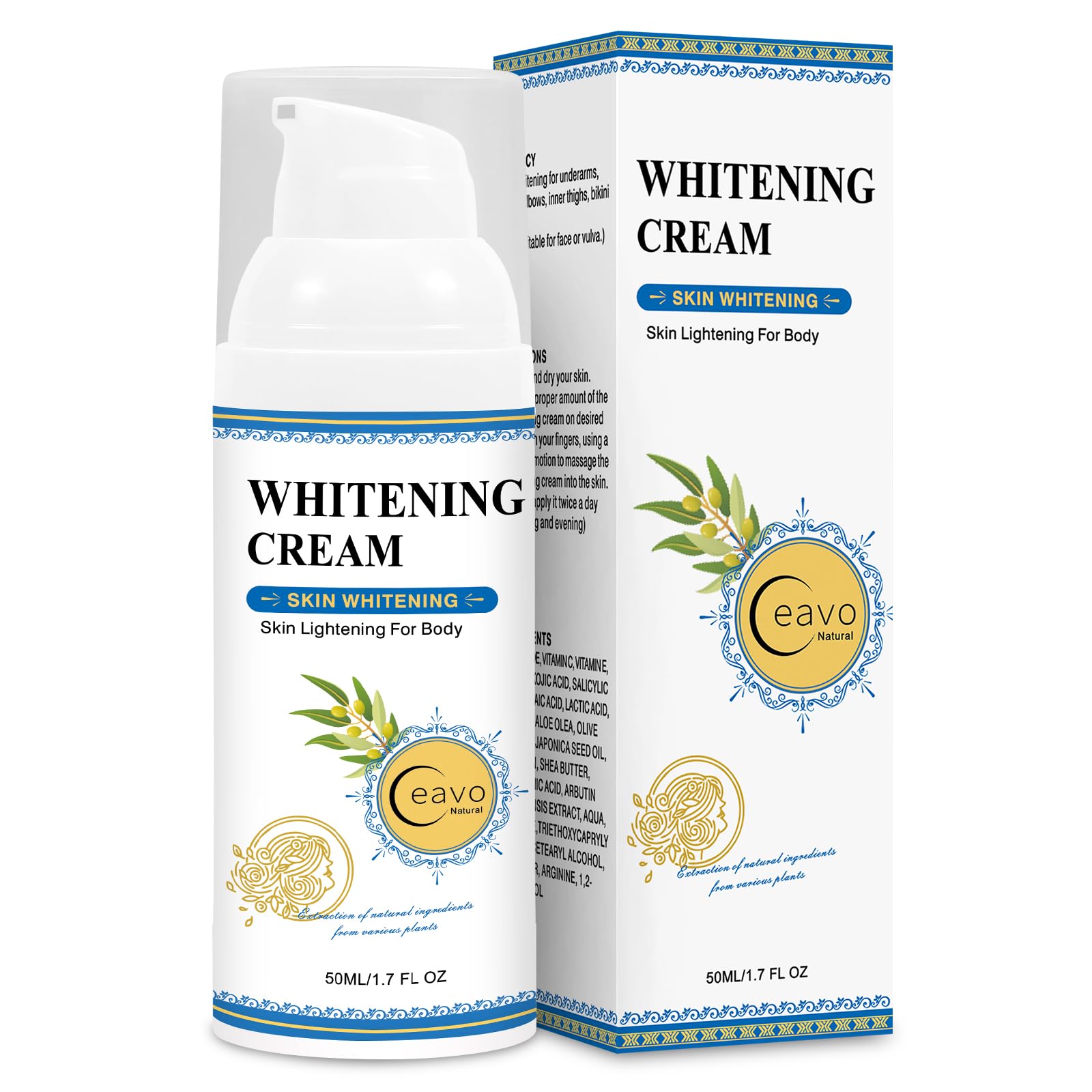 Ceavo Skin Whitening Cream texture close-up shows thin, non-sticky paste