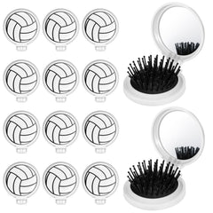 Cecnamt volleyball mini detangler brush folding mirror compact travel-ready design for quick styling.