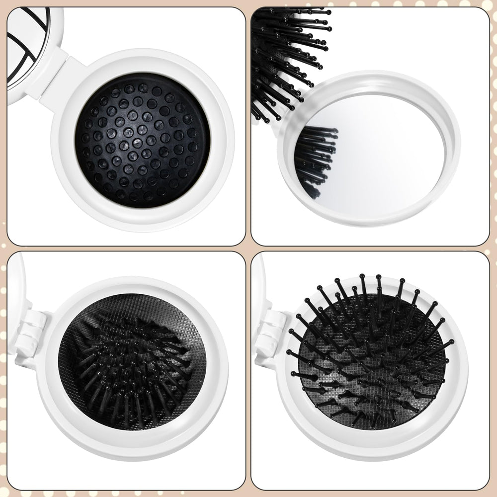 Cecnamt volleyball mini detangler brush sport design highlights volleyball pattern for team gifts.
