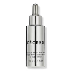 Cécred Restoring Hair & Edge Drops bottle demonstrates daily serum for fuller-looking hair and healthier roots.