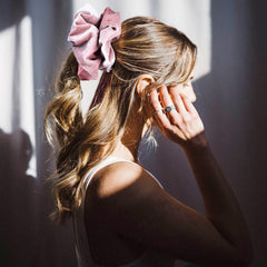 CEELGON blue velvet scrunchie for casual to dressy styles.