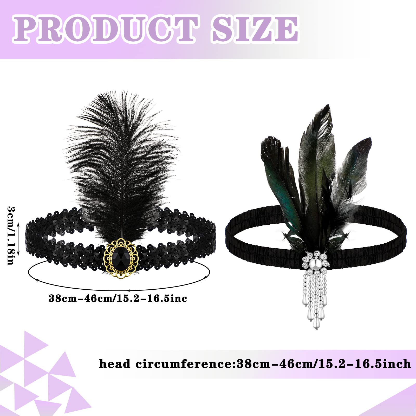 Ceenna flapper headband elastic band extended for comfortable, adjustable fit