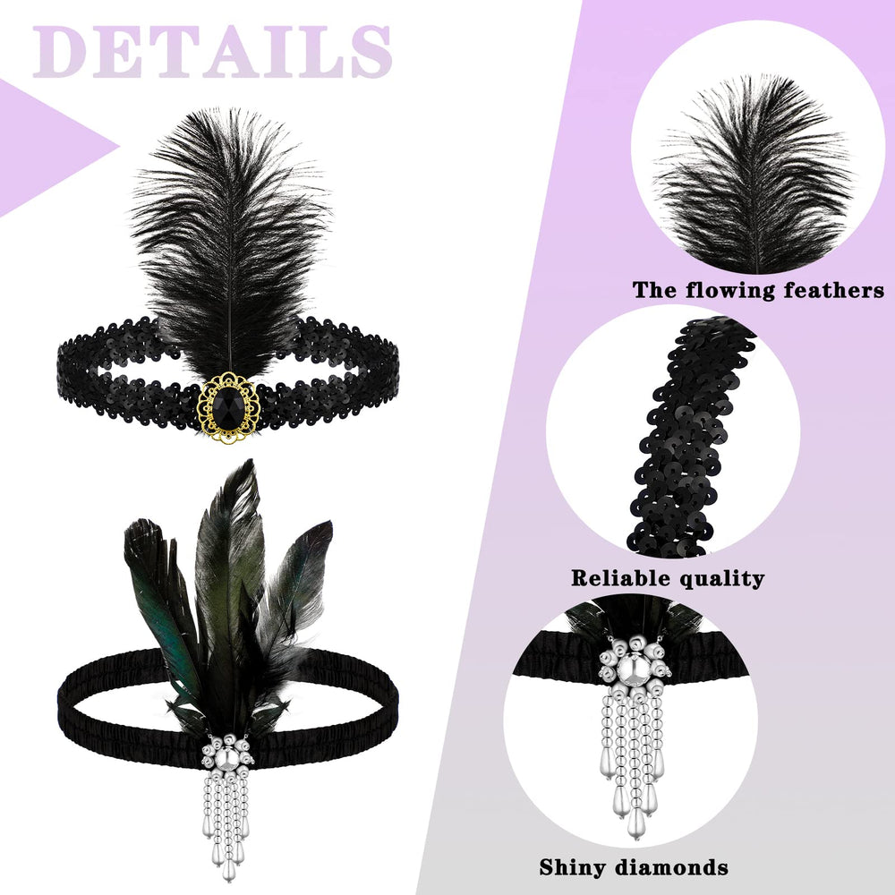 Ceenna flapper headband with sequin crystal detail for glamorous costumes