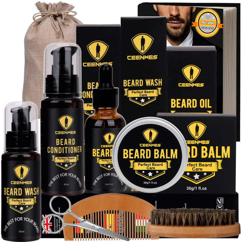 Ceenwes Upgraded Beard Grooming Kit packaging—travel-friendly, gift-ready beard care set.