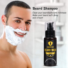 Ceenwes beard shampoo bottle—natural cleansing to reduce dandruff.