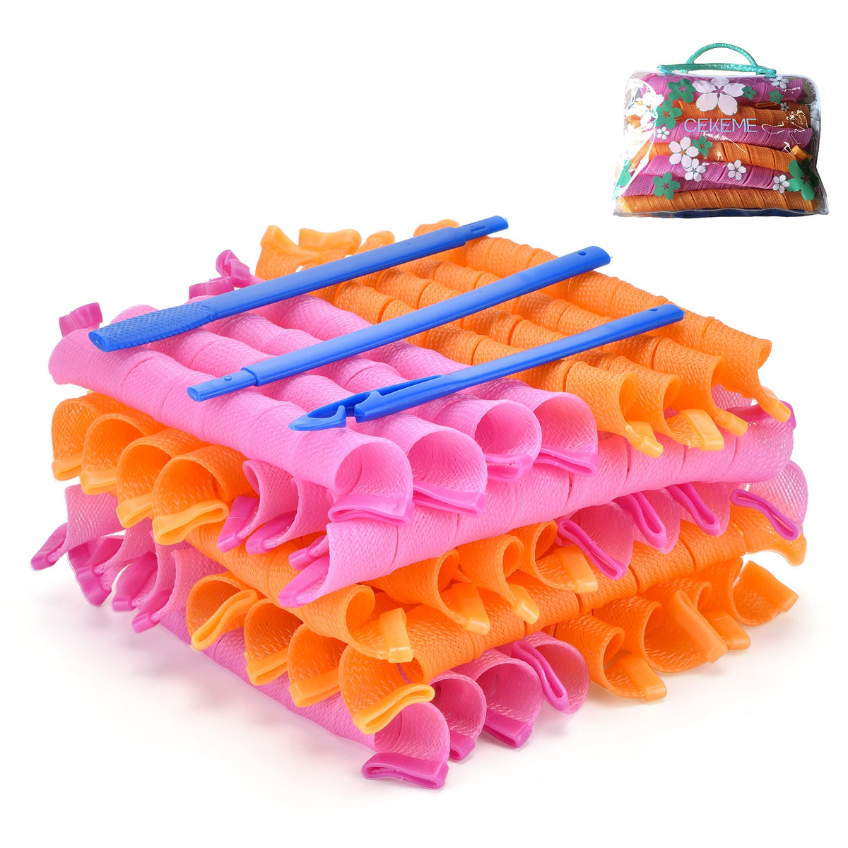 CEKEME heatless curlers closeup shows gentle spiral design for soft waves