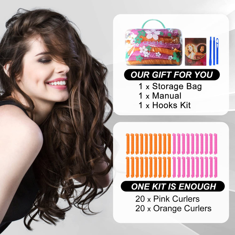 CEKEME curlers setup step-by-step image shows easy DIY styling