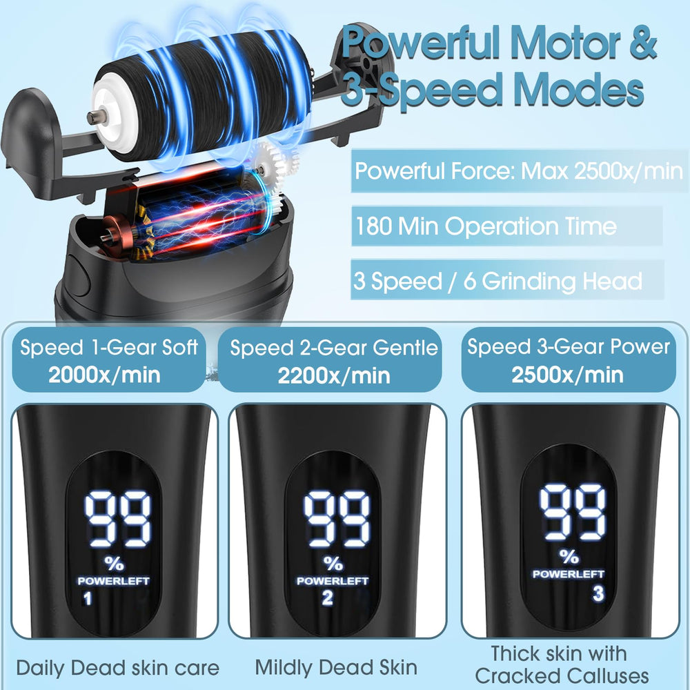 Celepen electric foot file with six interchangeable rollers for tailored smoothing