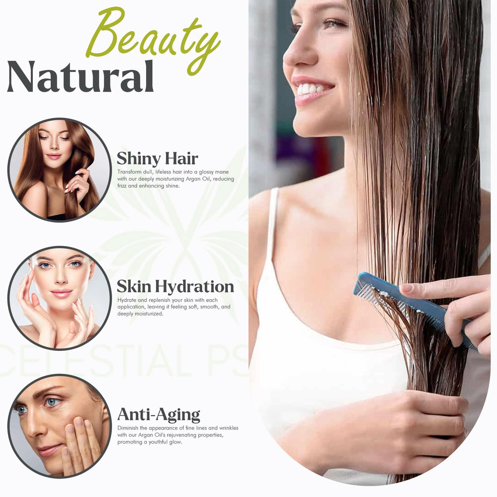 Celestial Psyché Argan Oil lightweight formula absorbs quickly for daily moisture.