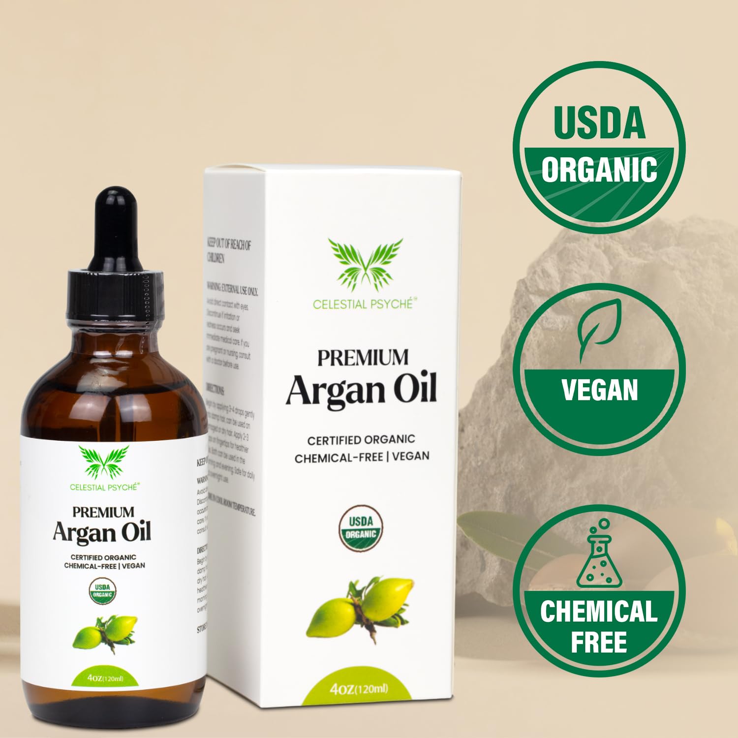 Celestial Psyché Argan Oil provides skin hydration for soft, supple complexion.