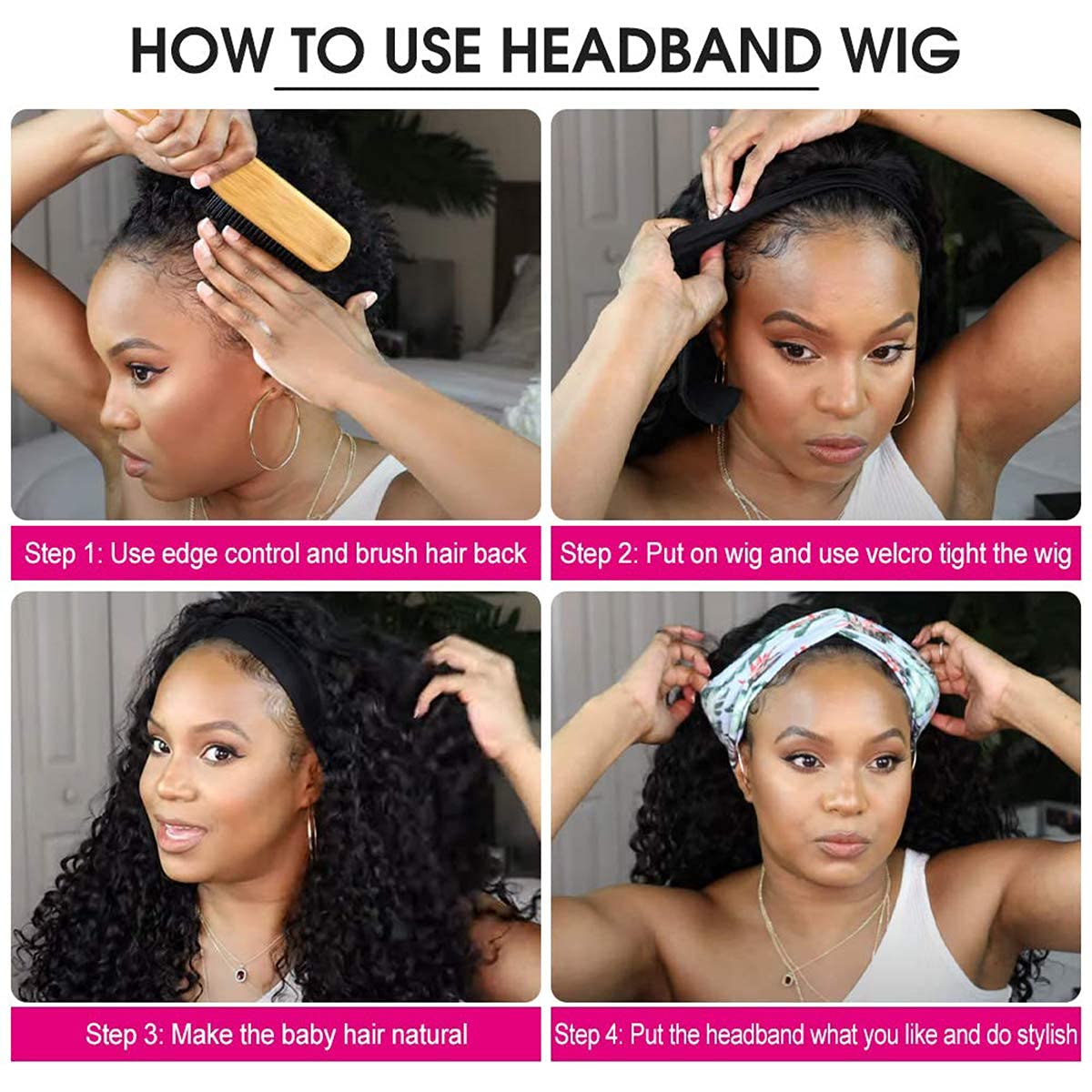Celiarita headband wig easy snap install for busy mornings.