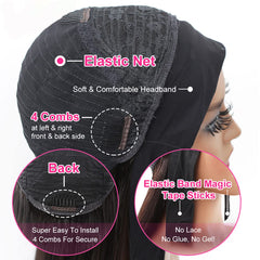 Celiarita headband wig glueless design close-up for quick, secure wear.