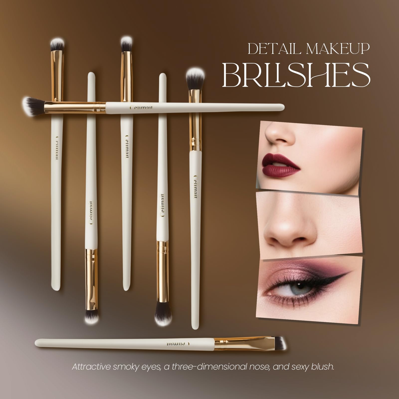 Complete 12 piece makeup brush set from CELIMAIT for face eyes foundation.