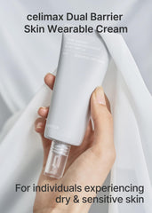 Celimax Dual Barrier Cream jar close-up highlighting creamy texture for sensitive skin.