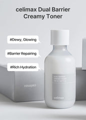 Close-up of milky texture of Celimax Dual Barrier Creamy Toner for fast absorption