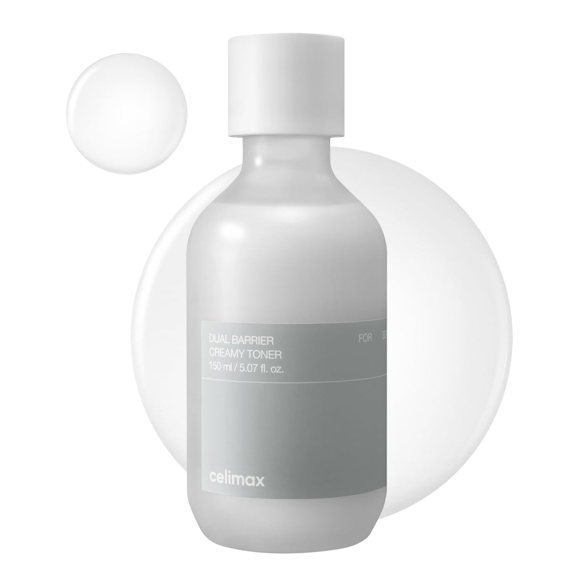 Celimax Dual Barrier Creamy Toner packaging shown, fragrance-free for sensitive skin use